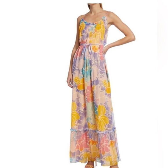 Ramy Brook Ivy Printed Silk Tiered Maxi Dress Medium $585 - Picture 2 of 9